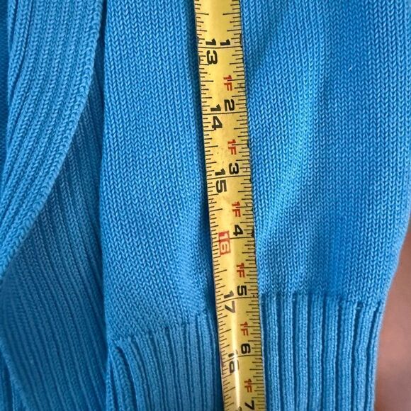 Talbots Mercerized Cotton Open Cardigan Sweater Women's Medium Blue - Picture 9 of 10